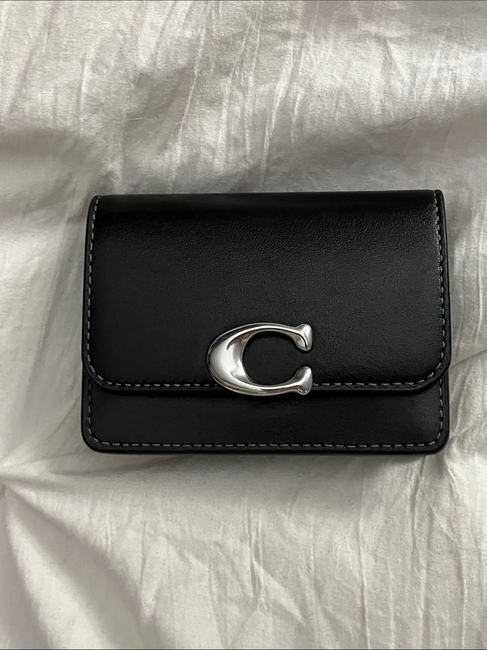 Coach Black With Silver Hardware Bandit Card Case